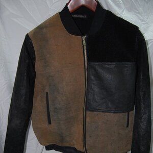 $895 Rare 🔥 M Longjourney Patchwork Men Bomber Real Leather Buffy Jacket USA